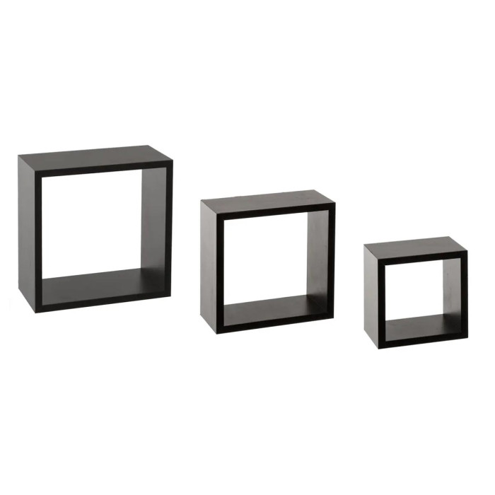 Paris Prix Lot De 3 Étagères Murales "Cube" 25cm Noir