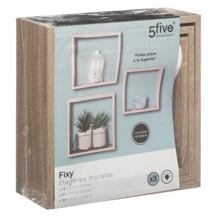 Paris Prix Lot De 3 Étagères Murales "Cube" 30cm Naturel