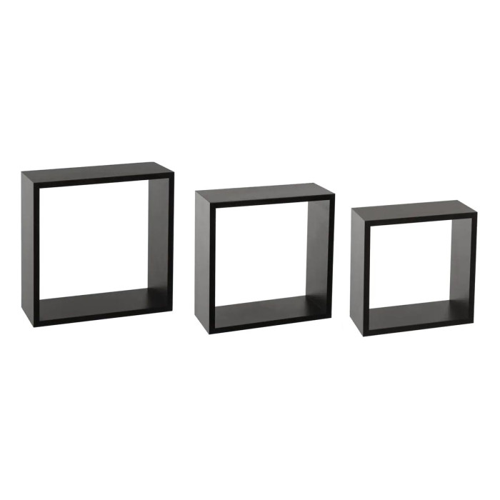 Paris Prix Lot De 3 Étagères Murales "Cube" 30cm Noir