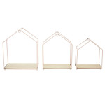 paris prix Lot de 3 Étagères Murales "Maison" 28cm Rose