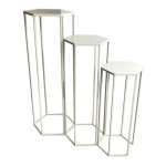 paris prix Lot de 3 Sellettes Gigognes "Métal" 90cm Blanc