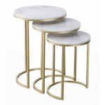 paris prix Lot de 3 Tables d'Appoint Design "Tria" 65cm Blanc