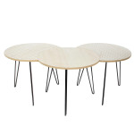 paris prix Lot de 3 Tables d'Appoint "Idéal" 45cm Beige & Blanc