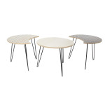 Paris Prix Lot De 3 Tables D'Appoint "Idéal" 45cm Beige & Noir