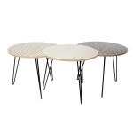 Paris Prix Lot De 3 Tables D'Appoint "Idéal" 45cm Beige & Noir