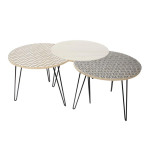 paris prix Lot de 3 Tables d'Appoint "Idéal" 45cm Beige & Noir