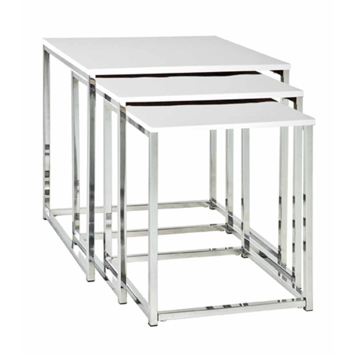 Paris Prix Lot De 3 Tables D'Appoint "Zélie" 42cm Blanc