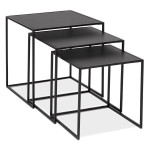 paris prix Lot de 3 Tables Gigognes en Métal "Lino" 50cm Noir