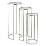 paris prix Lot de 3 Tables Gigognes Miroir "Loa" 80cm Argent