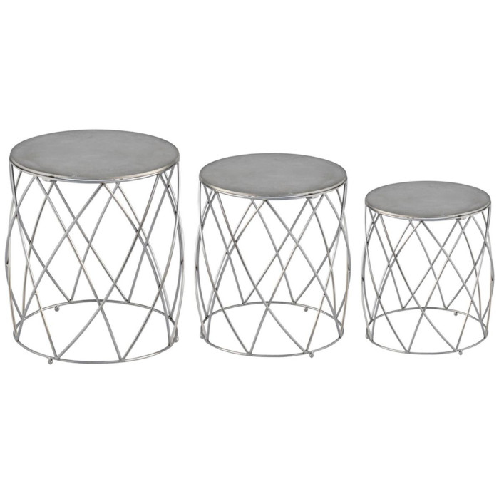 Paris Prix Lot De 3 Tabourets Design "Ammy" 51cm Argent