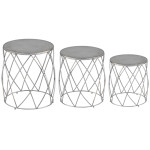 paris prix Lot de 3 Tabourets Design "Ammy" 51cm Argent