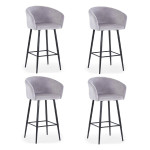 paris prix Lot de 4 Chaises de Bar en Velours "Kandi" 106cm Argent