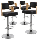 Paris Prix Lot De 4 Chaises De Bar "Paddington" 90-110cm Chêne Clair & Noir