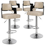Paris Prix Lot De 4 Chaises De Bar "Paddington" 90-110cm Noir & Crème