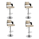 paris prix Lot de 4 Chaises de Bar "Paddington" 90-110cm Noir & Crème