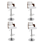 paris prix Lot de 4 Chaises de Bar "Paddington" 90-110cm Noisette & Blanc