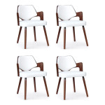 paris prix Lot de 4 Chaises Design "Aley" 72cm Blanc & Noisette