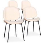 Paris Prix Lot De 4 Chaises Design Bouclette "Vincent" 80cm Crème