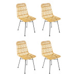 paris prix Lot de 4 Chaises Design "Kubu" 88cm Naturel