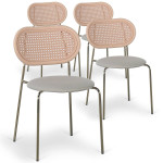 Paris Prix Lot De 4 Chaises Empilables Tissu "Kane" 84cm Beige