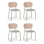 paris prix Lot de 4 Chaises Empilables Tissu "Kane" 84cm Beige