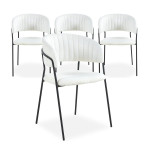 Paris Prix Lot De 4 Chaises En Bouclette "Batora" 79cm Crème & Noir