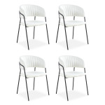 paris prix Lot de 4 Chaises en Bouclette "Batora" 79cm Crème & Noir