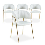 Paris Prix Lot De 4 Chaises En Bouclette "Batora" 79cm Crème & Or