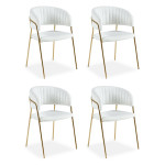 paris prix Lot de 4 Chaises en Bouclette "Batora" 79cm Crème & Or