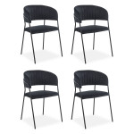 paris prix Lot de 4 Chaises en Velours "Batora" 79cm Noir
