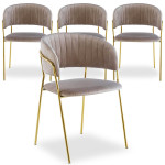 Paris Prix Lot De 4 Chaises En Velours "Batora" 79cm Taupe