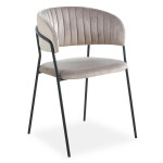 Paris Prix Lot De 4 Chaises En Velours "Batora" 79cm Taupe & Noir