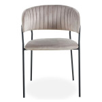 Paris Prix Lot De 4 Chaises En Velours "Batora" 79cm Taupe & Noir