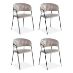 paris prix Lot de 4 Chaises en Velours "Batora" 79cm Taupe & Noir