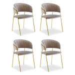 paris prix Lot de 4 Chaises en Velours "Batora" 79cm Taupe