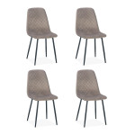 paris prix Lot de 4 Chaises en Velours "Matelassées" 88cm Taupe