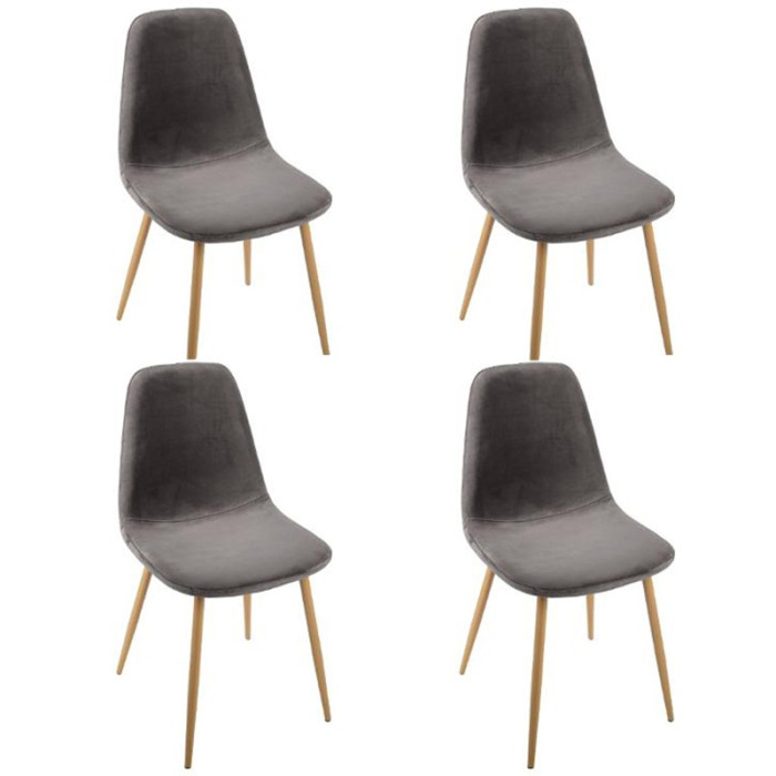 Paris Prix Lot De 4 Chaises En Velours "Roka" 85cm Gris