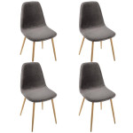 paris prix Lot de 4 Chaises en Velours "Roka" 85cm Gris