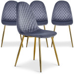 Paris Prix Lot De 4 Chaises En Velours "Waynor" 87cm Argent