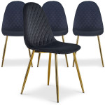 Paris Prix Lot De 4 Chaises En Velours "Waynor" 87cm Noir