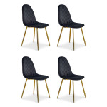 paris prix Lot de 4 Chaises en Velours "Waynor" 87cm Noir
