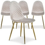 Paris Prix Lot De 4 Chaises En Velours "Waynor" 87cm Taupe