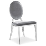 Paris Prix Lot De 4 Chaises Médaillon Velours "Tatianna" 90cm Argent