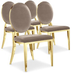 Paris Prix Lot De 4 Chaises Médaillon Velours "Tatianna" 90cm Taupe