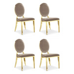 paris prix Lot de 4 Chaises Médaillon Velours "Tatianna" 90cm Taupe