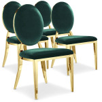 Paris Prix Lot De 4 Chaises Médaillon Velours "Tatianna" 90cm Vert