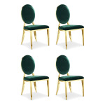 paris prix Lot de 4 Chaises Médaillon Velours "Tatianna" 90cm Vert