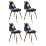 paris prix Lot de 4 Chaises Patchwork "Colmar" 85cm Bleu