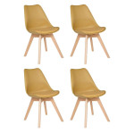paris prix Lot de 4 Chaises Scandinave "Baya" 82cm Ocre