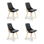 paris prix Lot de 4 Chaises Scandinave "Cargo" 79cm Chêne & Noir